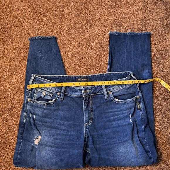 Silver Jeans Distressed Boyfriend Jeans W/Embroidered Pockets Western Glove Work - Picture 5 of 9